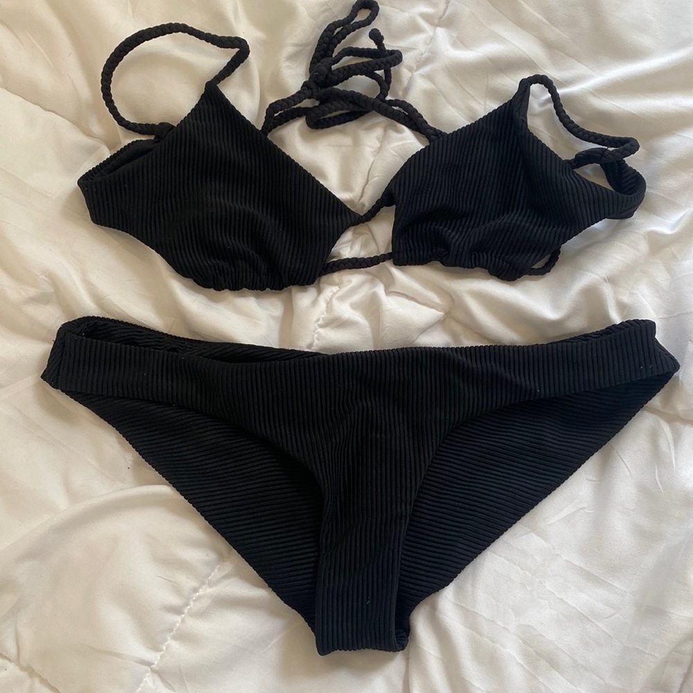 Frankie’s Bikinis Ribbed Bikini - Dark Grey